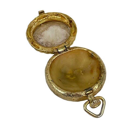 House of Fuller Vintage Gold Tone Perfume Holder Pendant With Romantic Scene Ena - Picture 9 of 9